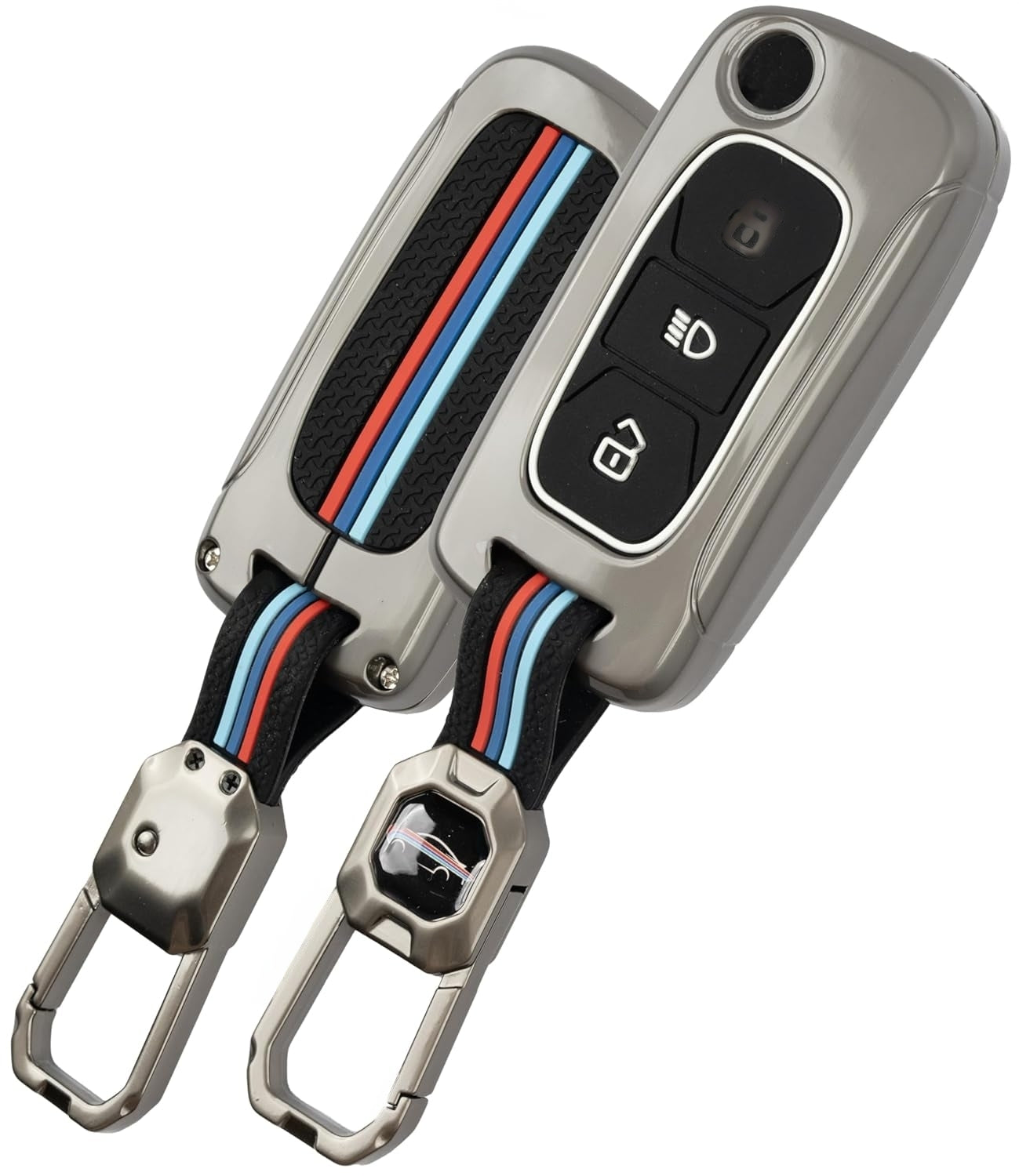 Metal Key Cover for Tata Tiago, Nexon, Altroz, Safari, Storme, Tigor, Punch, Hexa | 3 Button Flip Key